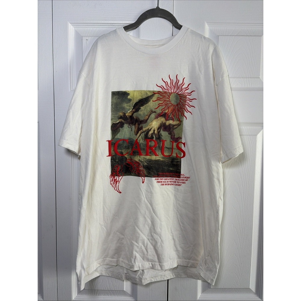 Altru Icarus Graphic T Shirt Mens Size XL White Art History Streetwear Cotton